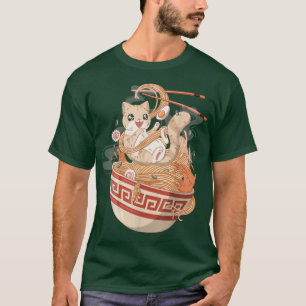 T-shirt Cute Chat manger Ramen 