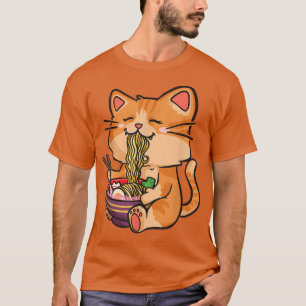 T-shirt Cute Chat Manger Ramen - Otaku Manga Kawaii Chat A