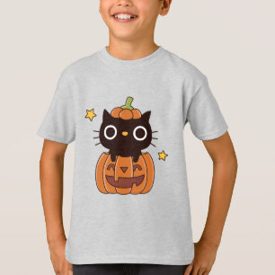 T-shirt Cute Chat Noir En Citrouille Carving Halloween Joy