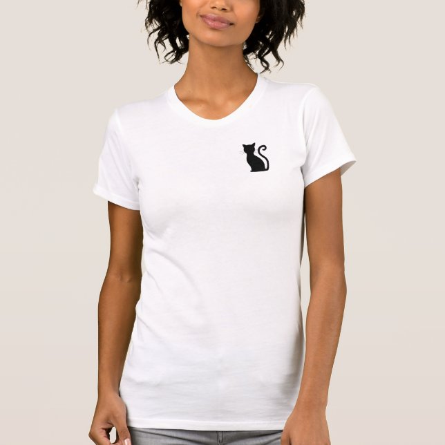 T-shirt Cute Chat Noir Silhouette Fun Noir et Blanc (Devant)