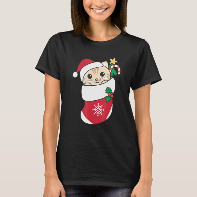 T-shirt Cute Chat Pour Chat De Noël (Devant)
