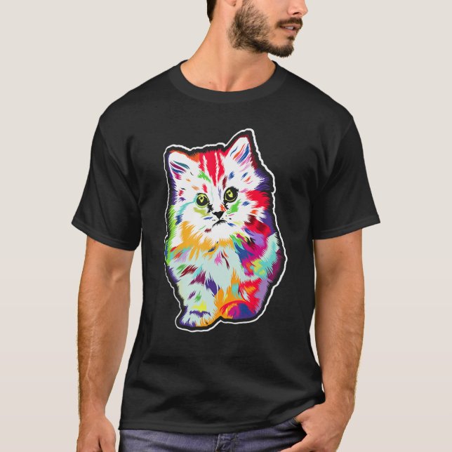 T-shirt Cute Chat Pour Filles Femmes Enfants Kitty Lady Ch (Devant)