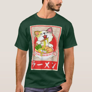 T-shirt Cute chat Ramen Kawaii Neko Bowl Anime Japonaise N