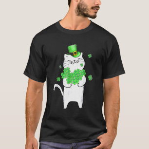 T-shirt Cute Chat Shamrock Jour de la Saint Patrick Meowy 