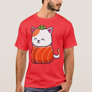 T-shirt Cute Chat Sushi Saumon 3