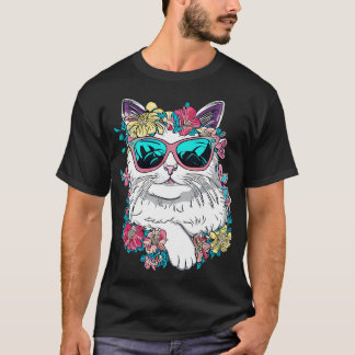 T-shirt Cute chat Van Turc et de belles fleurs