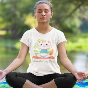 T-shirt Cute Chat Yoga Lover Enseignant Maman Femme Cadeau