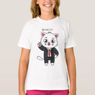 T-shirt Cute chaton chat en costume d'affaires dessin anim