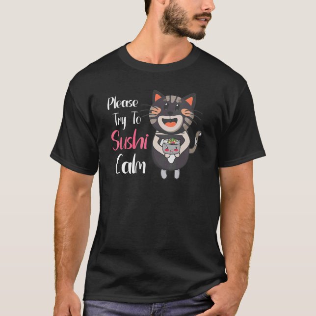 T-shirt Cute chats Japonais Nigiri mignon chat aime sushi (Devant)