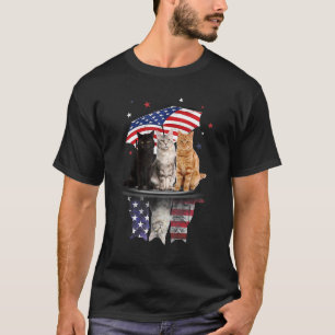 T-shirt Cute Chats Sous Parapluie Américain Sur Rainy Inde