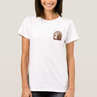 T-shirt Cute Chef Duck Pulling Wooden Bread Cart Illustrat