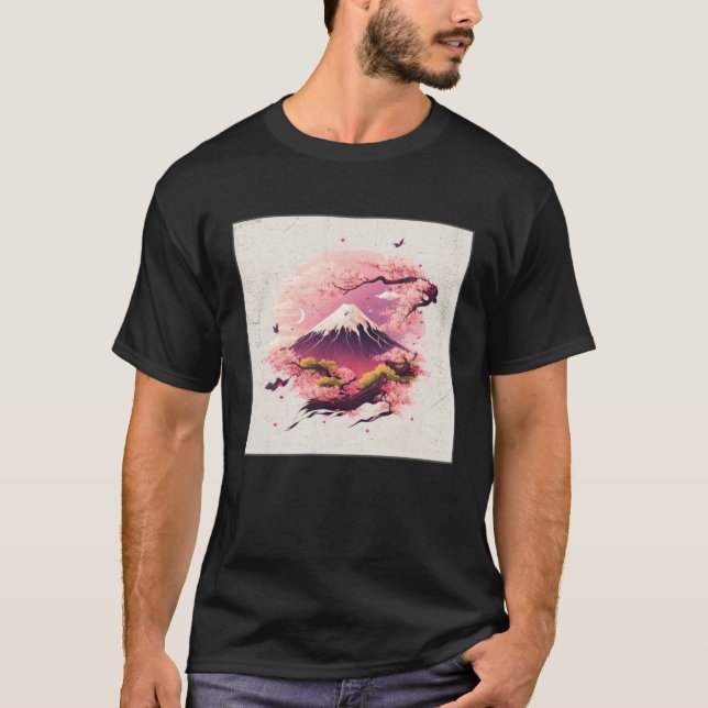 T-shirt Cute Cherry Blossom Illustration Pink Women Kids   (Devant)