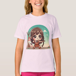 T-shirt Cute Chibi Archer Girl with Bow