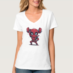 T-shirt Cute Chibi Deadpool levant un haltère   Am