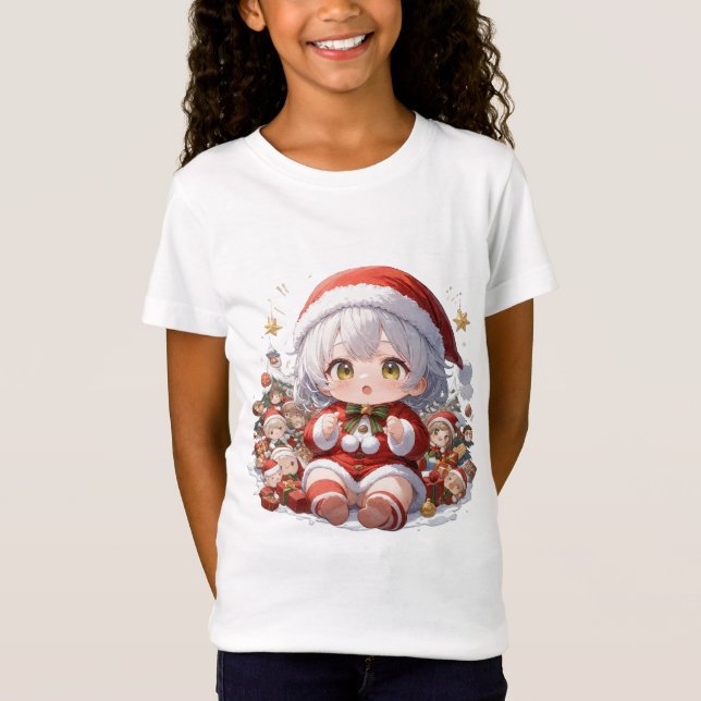 T-Shirt Cute Chibi Santa Kid's Christmas (Devant)