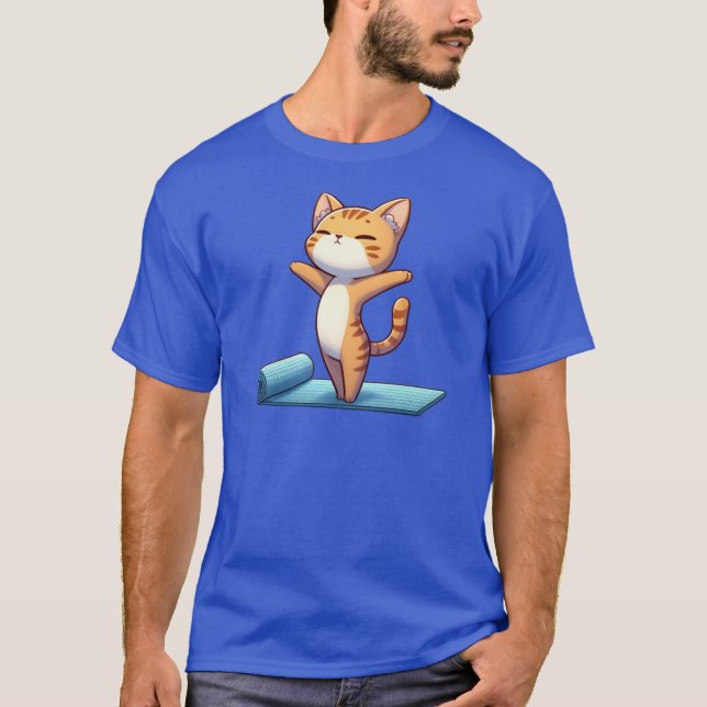 T-shirt Cute Chibi Yoga Cat funny (Devant)