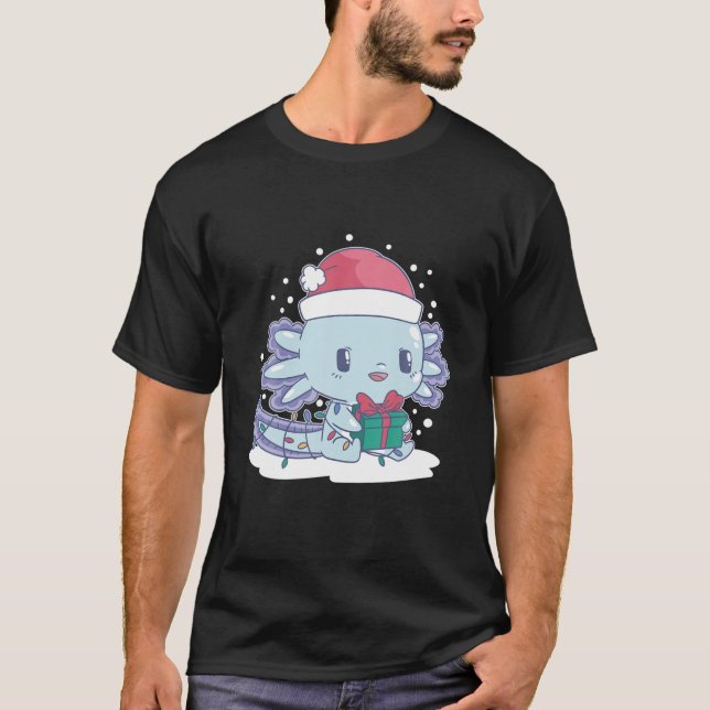T-shirt Cute Christmas Axolotl Manga Kawaii Amphibian Sant (Devant)