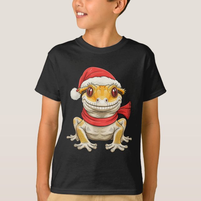 T-shirt Cute Christmas Crested Gecko Santa  (Devant)