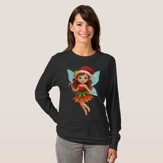 T-shirt Cute Christmas Fairy Illustration Adorable Holiday (Devant entier)