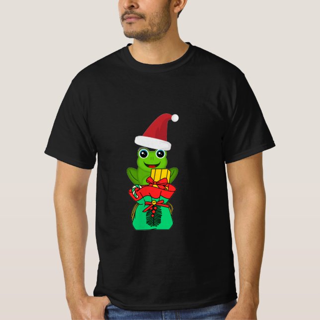 T-shirt Cute Christmas Frog with Gifts _ Funny Holiday  (Devant)