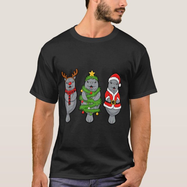 T-shirt Cute Christmas Manatee Shirt, Holiday Manatee Sant (Devant)