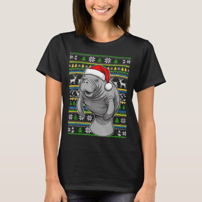 T-shirt Cute Christmas Manatee Shirt, Manatee Ugly Xmas Sw (Devant)