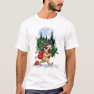 T-shirt Cute Christmas Pug With Tree and Gifts