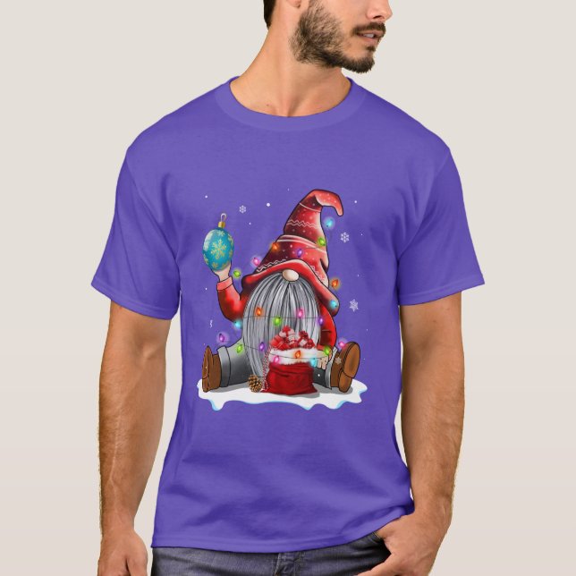 T-shirt Cute Christmas Red Gnome Santa Light Shirt Gnomes  (Devant)