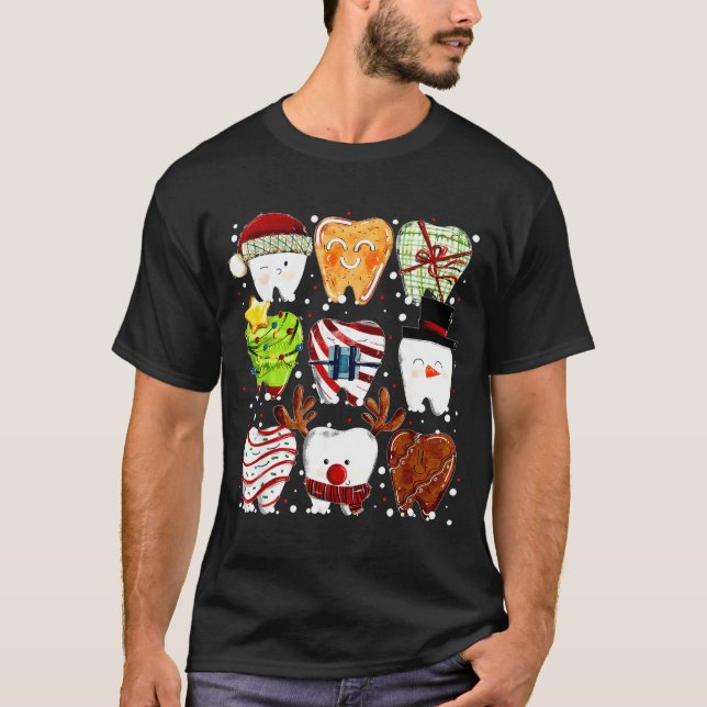 T-shirt Cute Christmas Teeth Funny Christmas Dentist Denta (Devant)