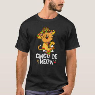 T-shirt Cute Cinco De Meow Poncho Sombrero Mexicaine Cat C