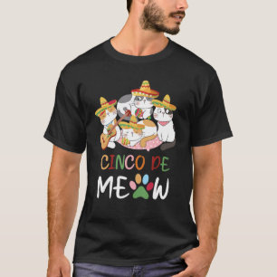 T-shirt Cute Cinco De Meow Sombrero Mexicain Cat Cinco De 