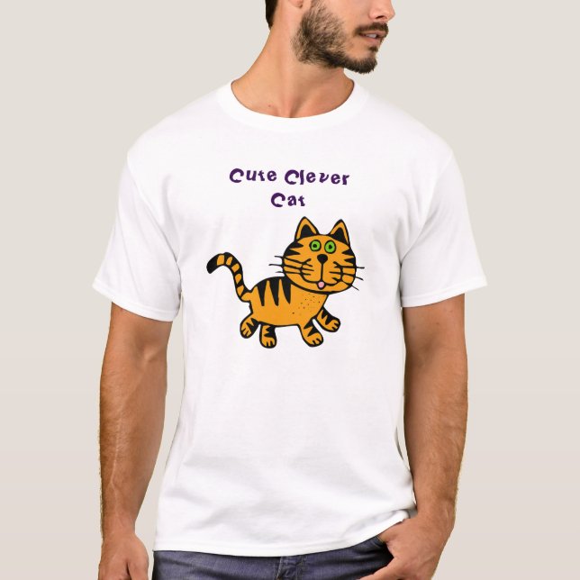 T-shirt Cute Clever Cat (Devant)