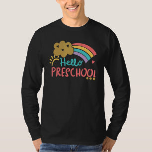 T-shirt Cute Cloud Rainbow Bonjour Enseignant préscolaire 