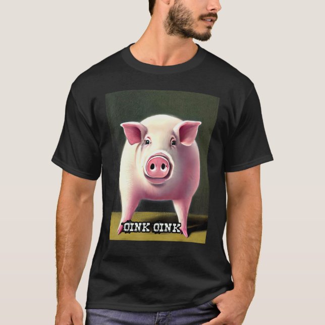 T-shirt Cute Cochon Piggie Rose rose 30 (Devant)
