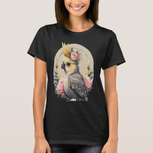 T-shirt Cute Cockatiel Parrot Oiseau Fleur Couronne Animau