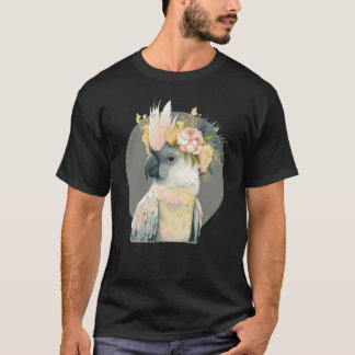 T-shirt Cute Cockatoo Parrot Bird Flower Crown Pet Birds