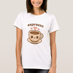 T-shirt Cute Coeur Espresso Design Café