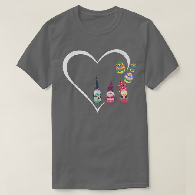 T-shirt Cute Coeur Gnome Encarts Bunny Joyeux Oeuf de Pâqu (Design devant)