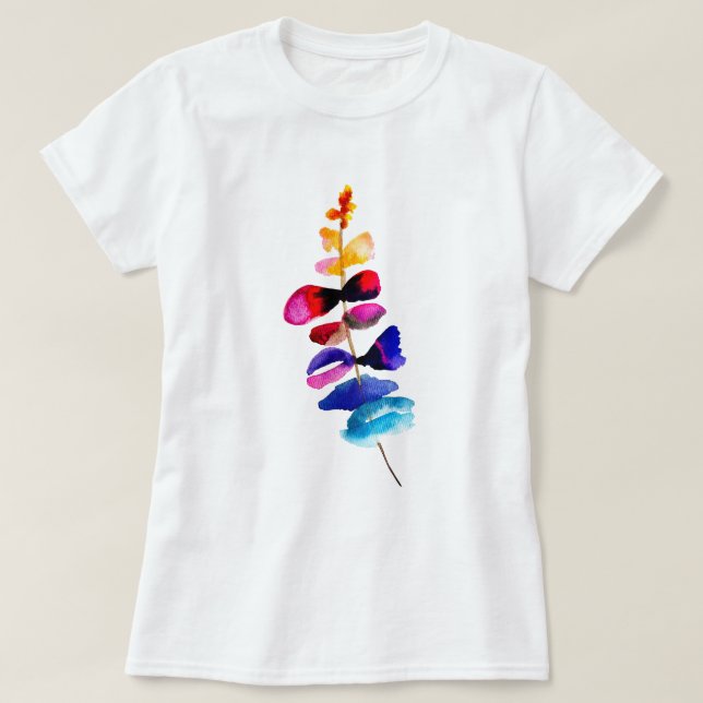 T-shirt Cute colorful leaves watercolor (Design devant)