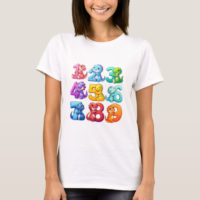T-shirt Cute Colourful Numbers Maths T Shirt for Kids (Devant)