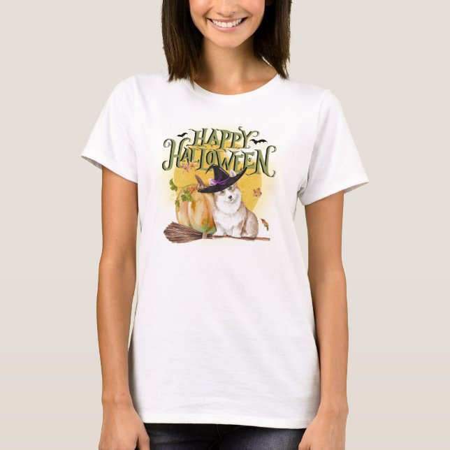 T-shirt Cute Corgi Halloween (Devant)