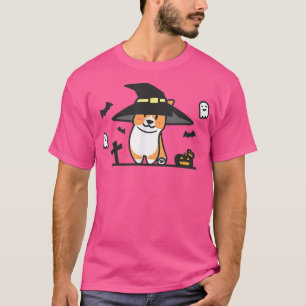 T-shirt Cute Corgi Sorcière Éffrayante Fantôme Citrouille 
