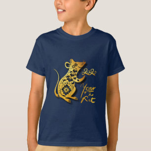 T-shirt Cute coupé en papier chinois Nouvel An Rat Kids Te