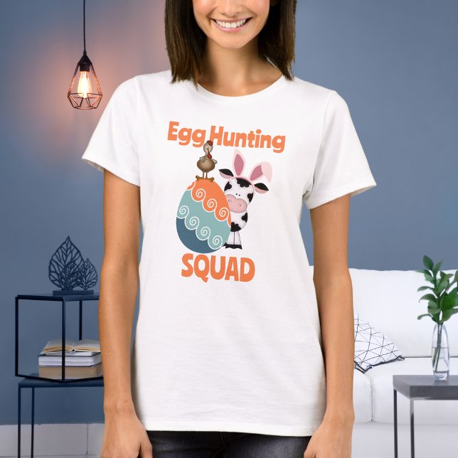 T-shirt Cute Cow Egg Hung Squad Farm Pâques (Cute Cow Egg Hunting Squad Farm Easter T-Shirt)