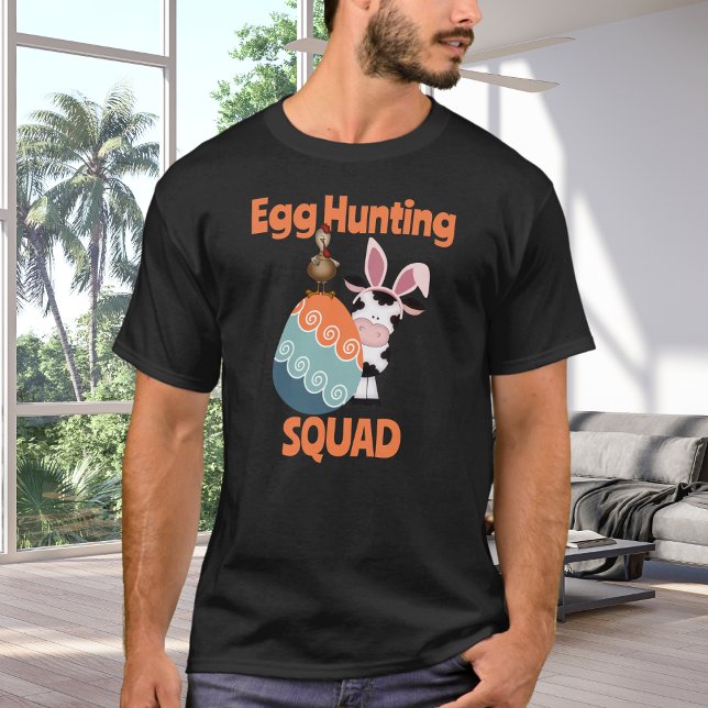 T-shirt Cute Cow n Rooster Egg Hung Squad Farm Pâques (Créateur téléchargé)