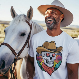 T-shirt Cute cowboy crâne - yeux coeur