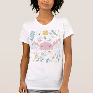 T-shirt Cute Crabe Pastel Sous L'Océan Art Thématique