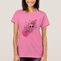 Cute crâne avec guitare rose