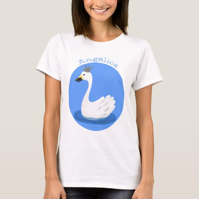 T-shirt Cute cygne blanc avec dessin de la couronne (Devant)