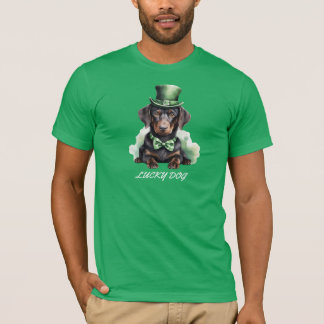 T-shirt Cute Dachshund Puppy St. Patrick's Day Lucky Dog W